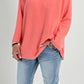 Fine knit sweater with round neck model "Jess" - coral