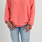 Fine knit sweater with round neck model "Jess" - coral