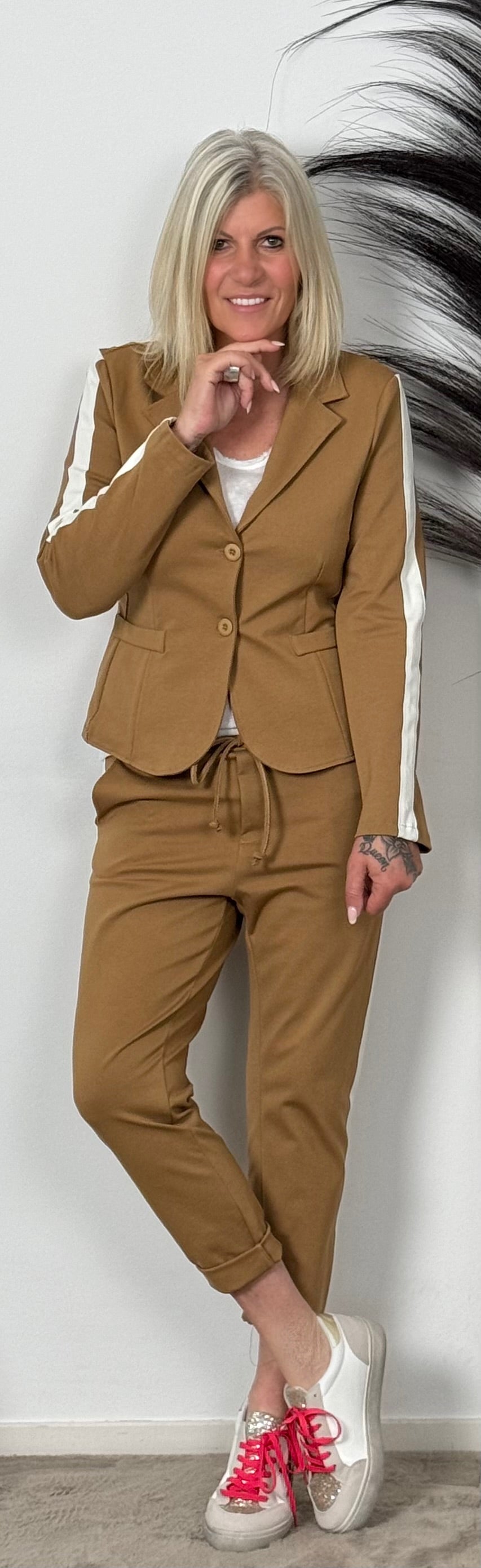 Chino Hose "Diana" - camel-weiss