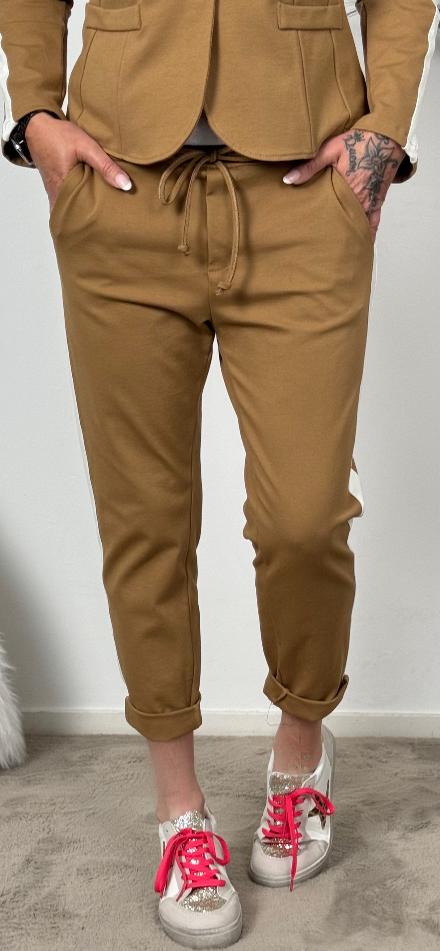 Chino Hose "Diana" - camel-weiss