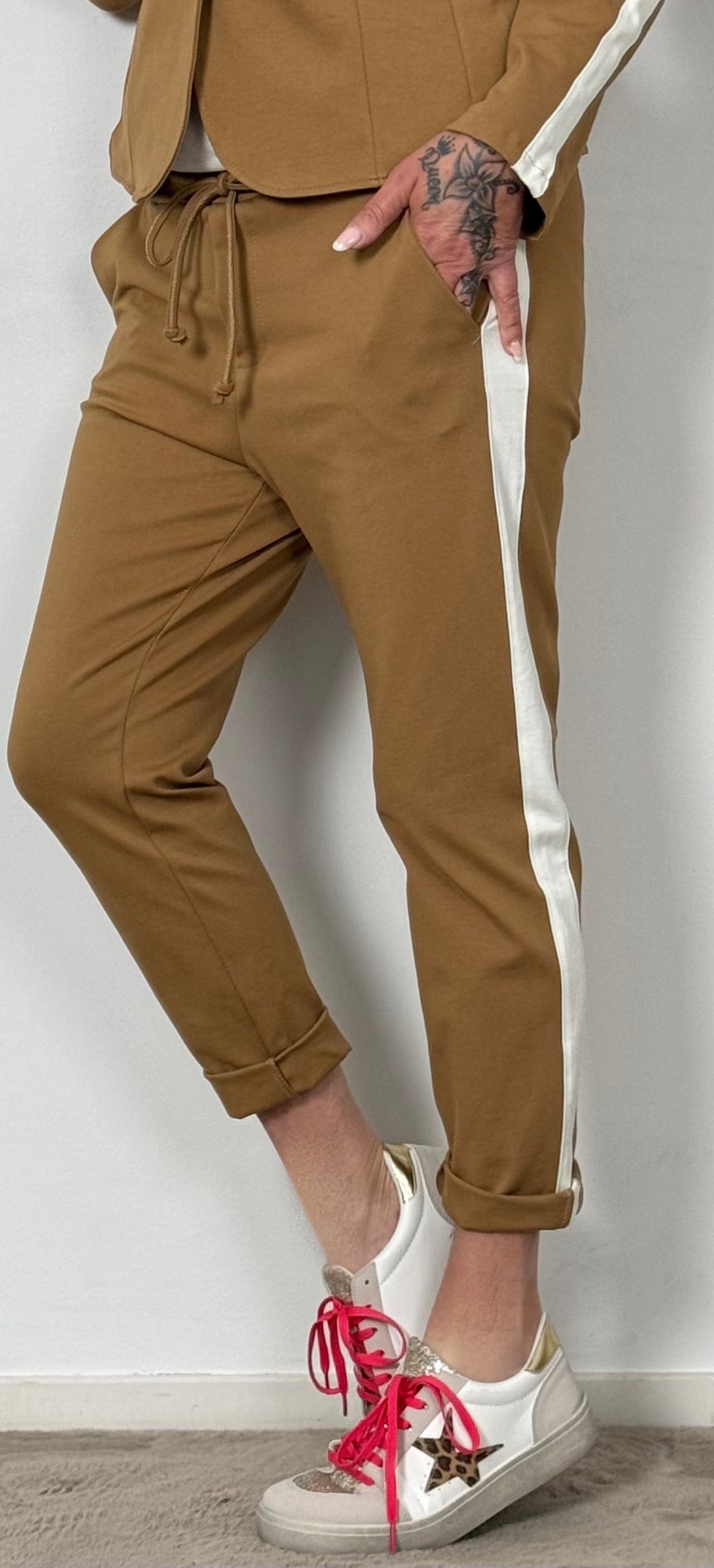 Chino Hose "Diana" - camel-weiss