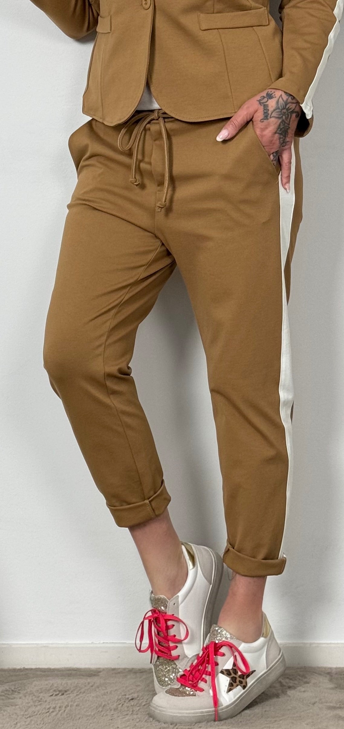 Chino Hose "Diana" - camel-weiss