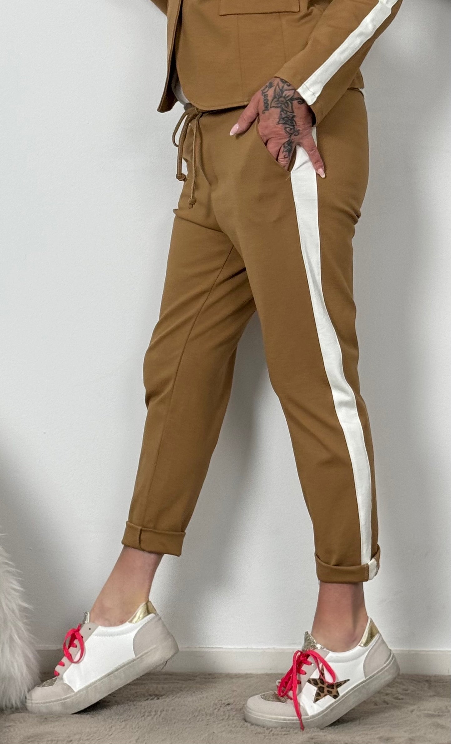 Chino Hose "Diana" - camel-weiss