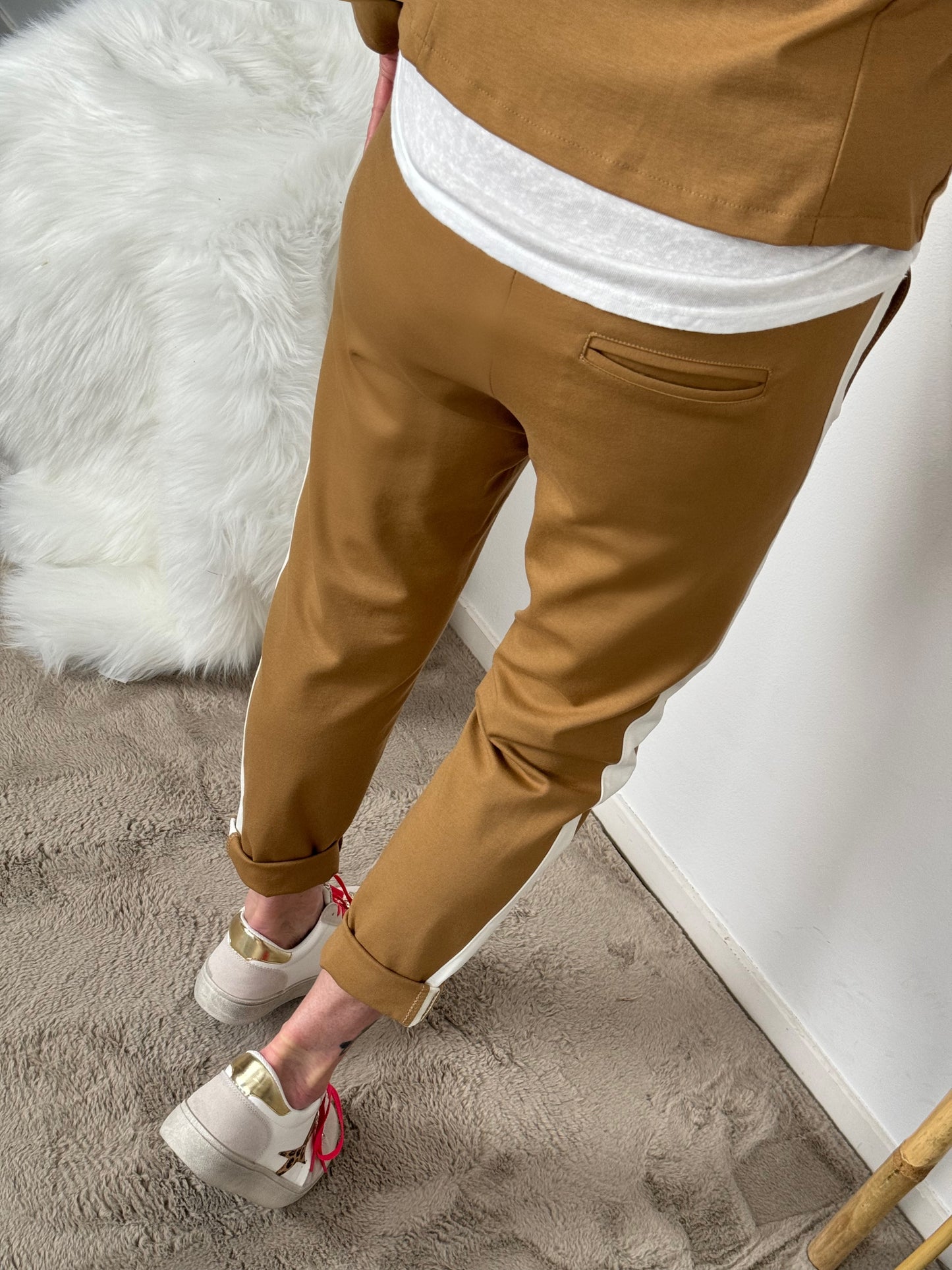 Chino Hose "Diana" - camel-weiss