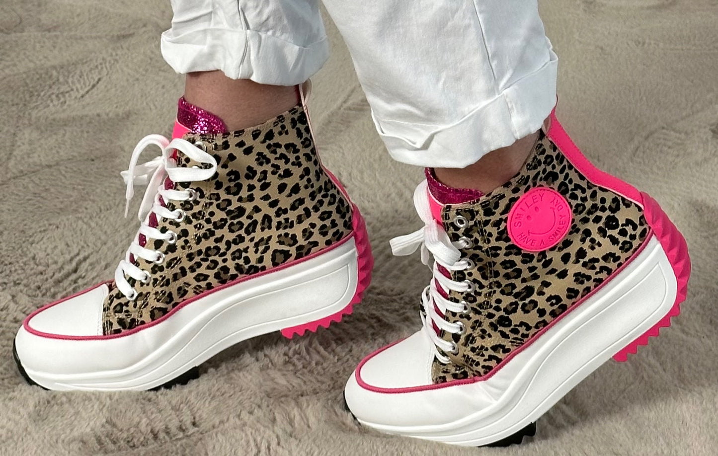 High Sneaker "Mara"- leo-pink