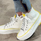 High sneakers "Sun" - white-yellow