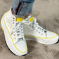 High sneakers "Sun" - white-yellow