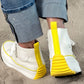 High sneakers "Sun" - white-yellow