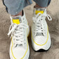 High sneakers "Sun" - white-yellow