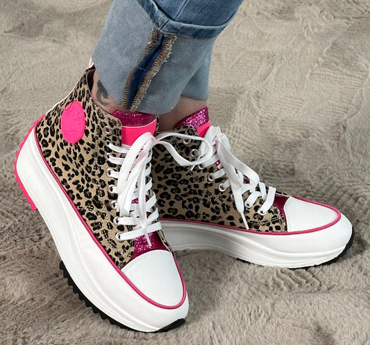 High Sneaker "Mara"- leo-pink