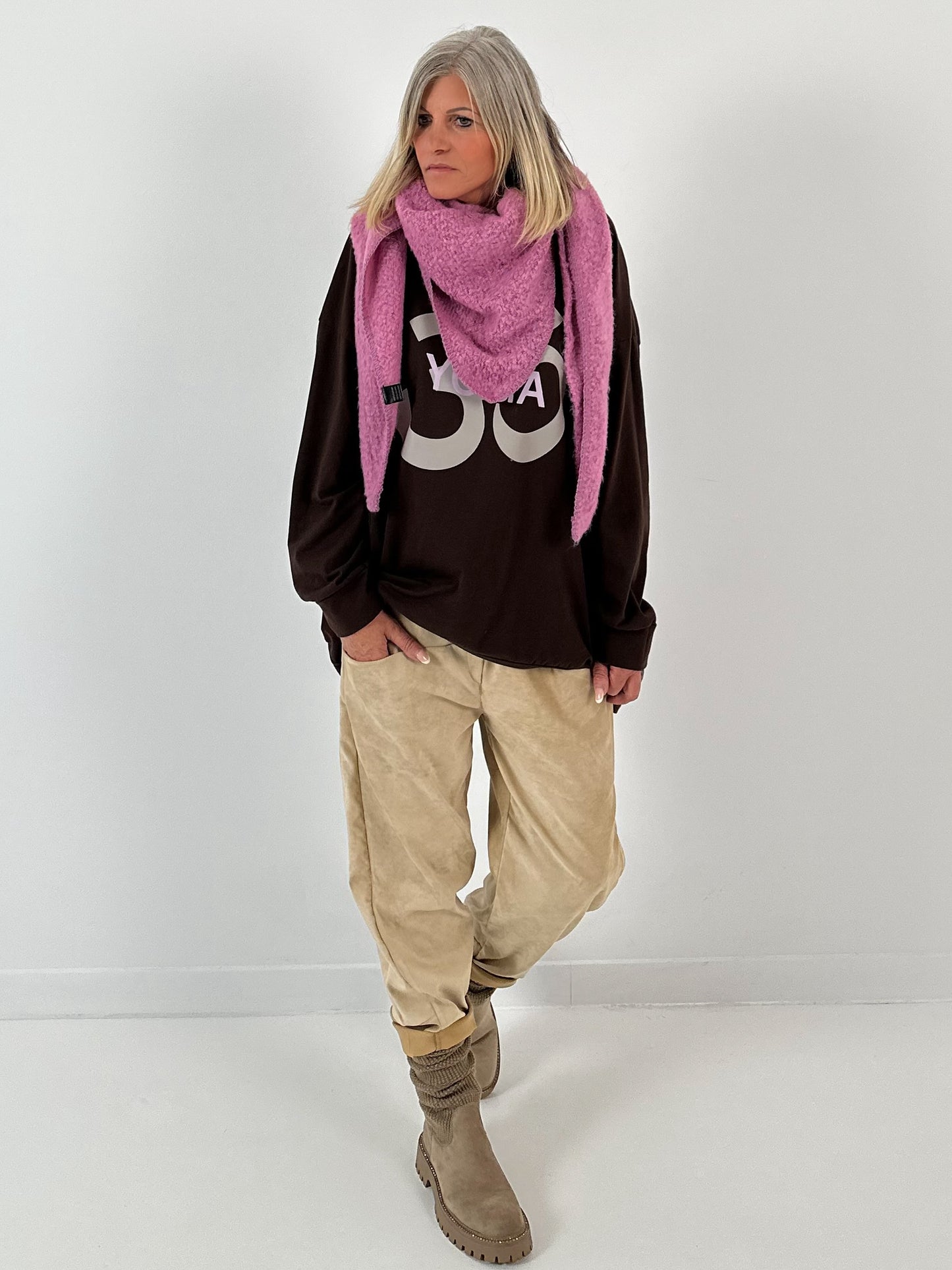 Driehoekige sjaal model "Fluffory" - roze