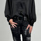 Tunic with sequin collar and cuffs model name "Amira" - black