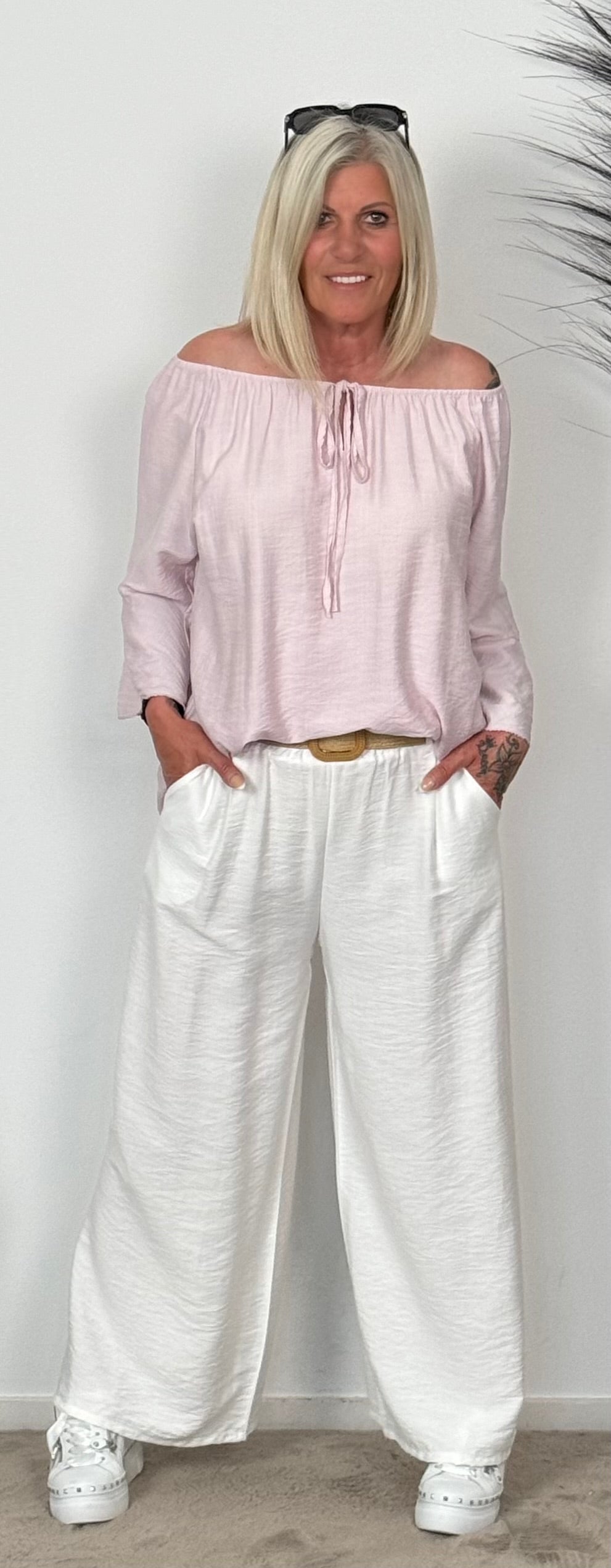 Marlene trousers with belt "Chiara" - white