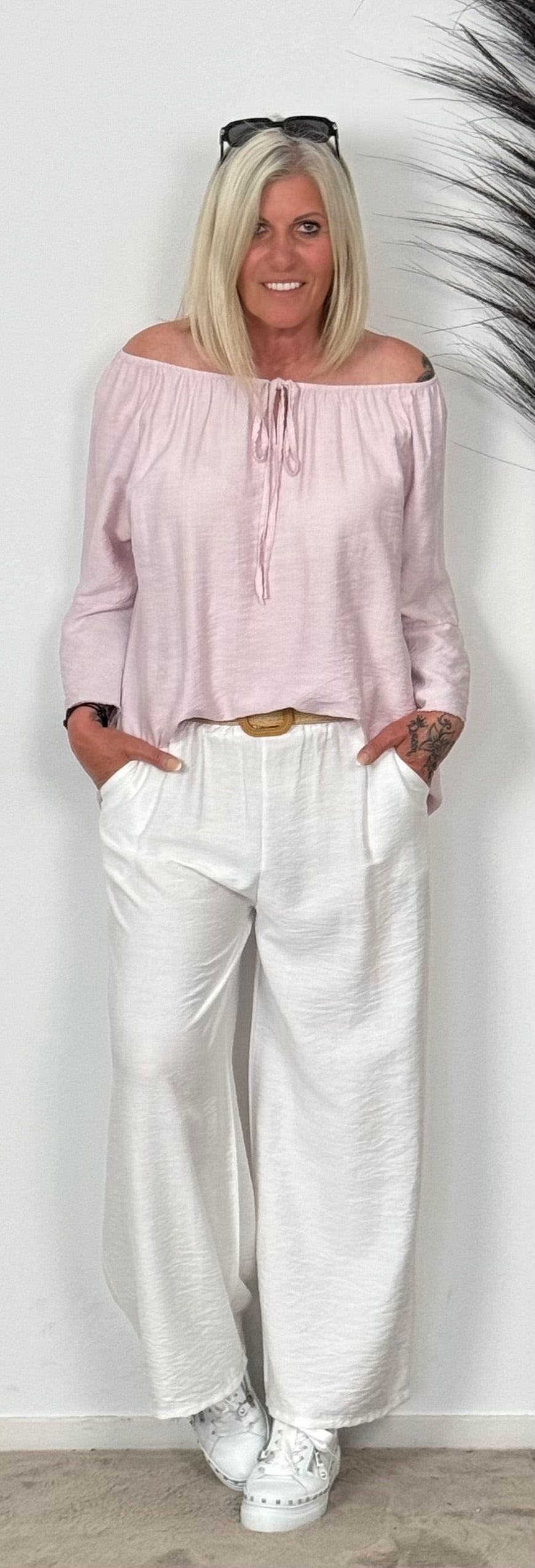 Marlene trousers with belt "Chiara" - white