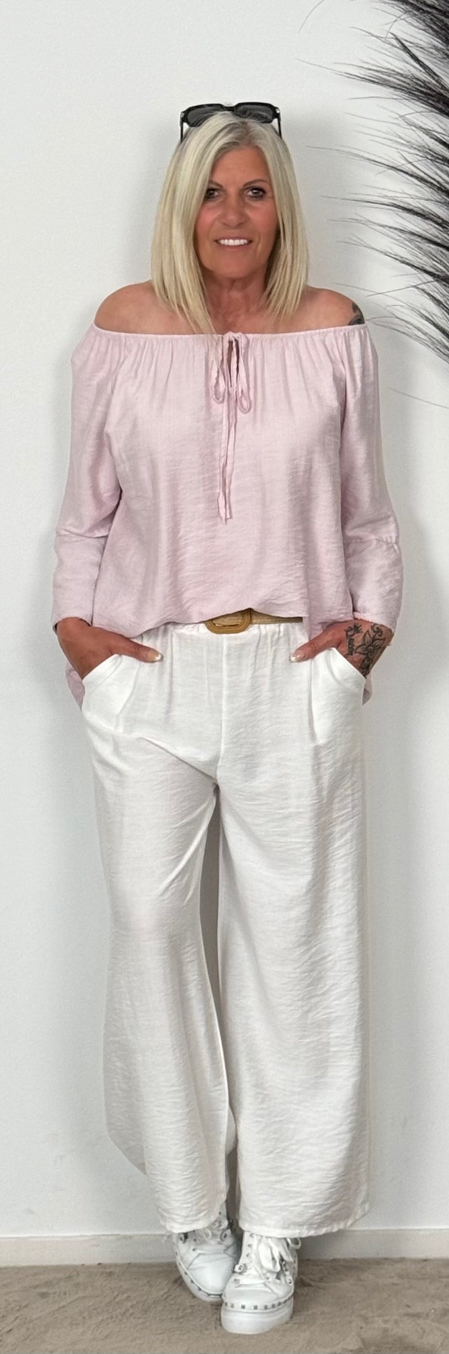 Marlene trousers with belt "Chiara" - white