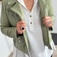 Lederjacke im Biker Stil "Gill" - salbei