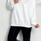 Sweatshirt "Good Vibes Only" - weiss-rosa