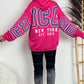 Hoodie met 3D-print "CHICAGO" - roze