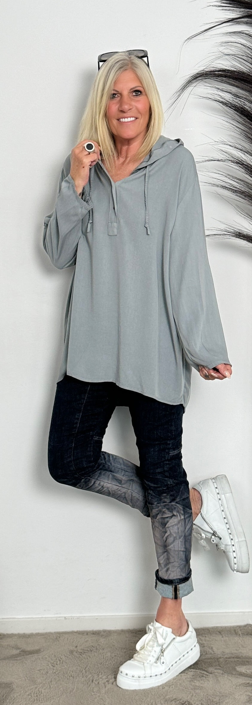 Hooded blouse "Nele" - grey