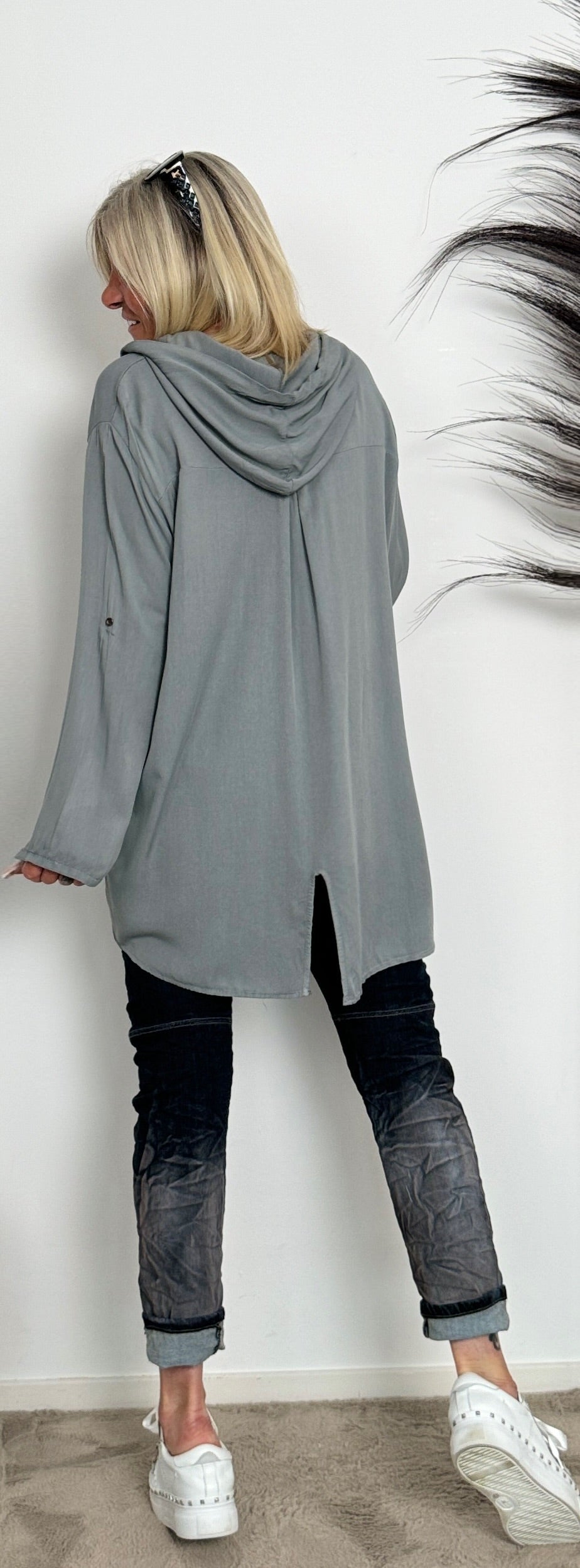 Hooded blouse "Nele" - grey