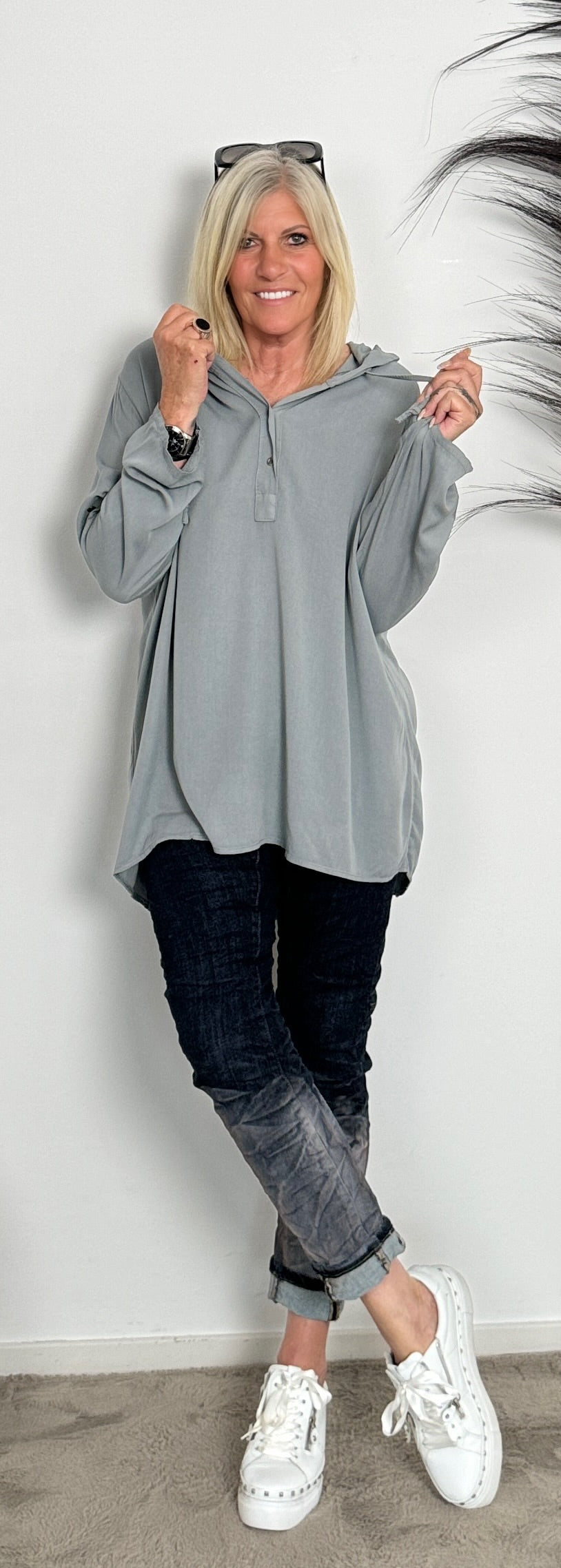 Hooded blouse "Nele" - grey