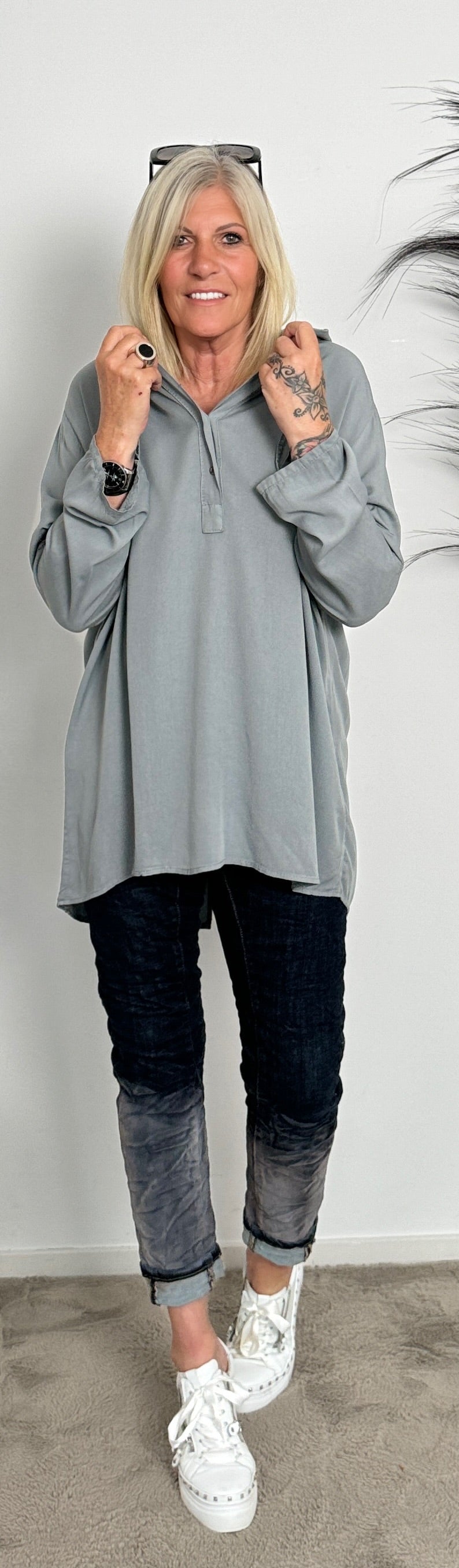 Hooded blouse "Nele" - grey