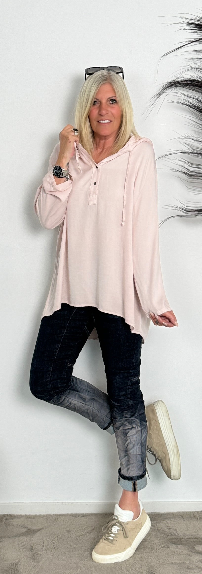 Hooded blouse "Nele" - pink