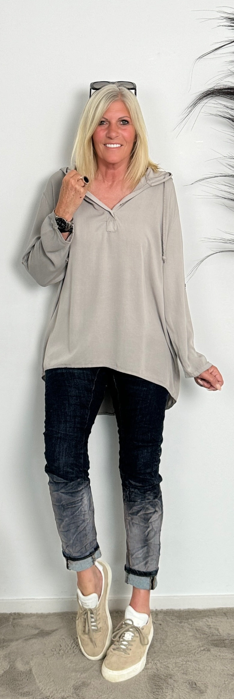 Hooded blouse "Nele" - taupe