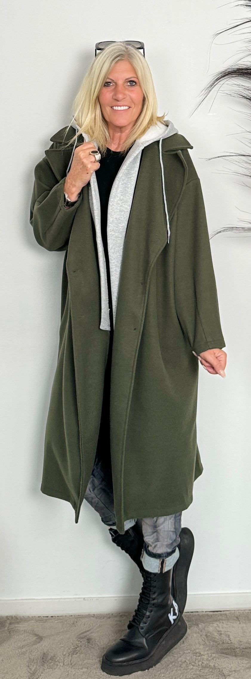 Coat with sweatshirt insert "Kim" - khaki