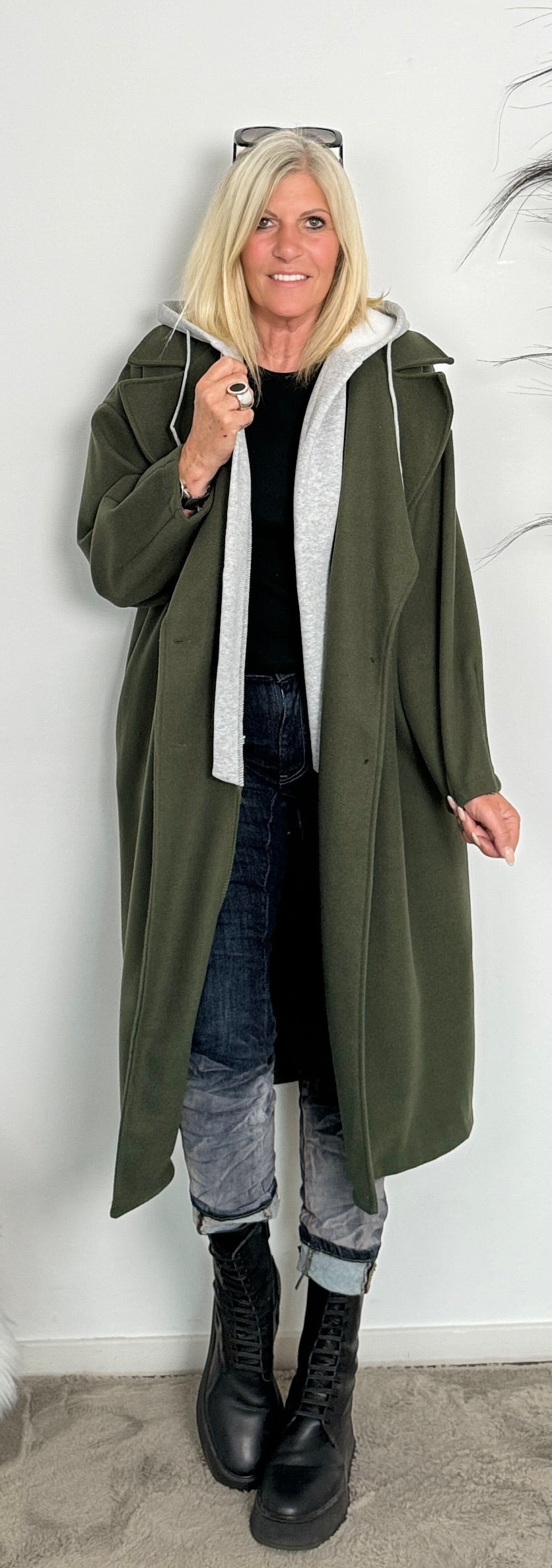 Coat with sweatshirt insert "Kim" - khaki