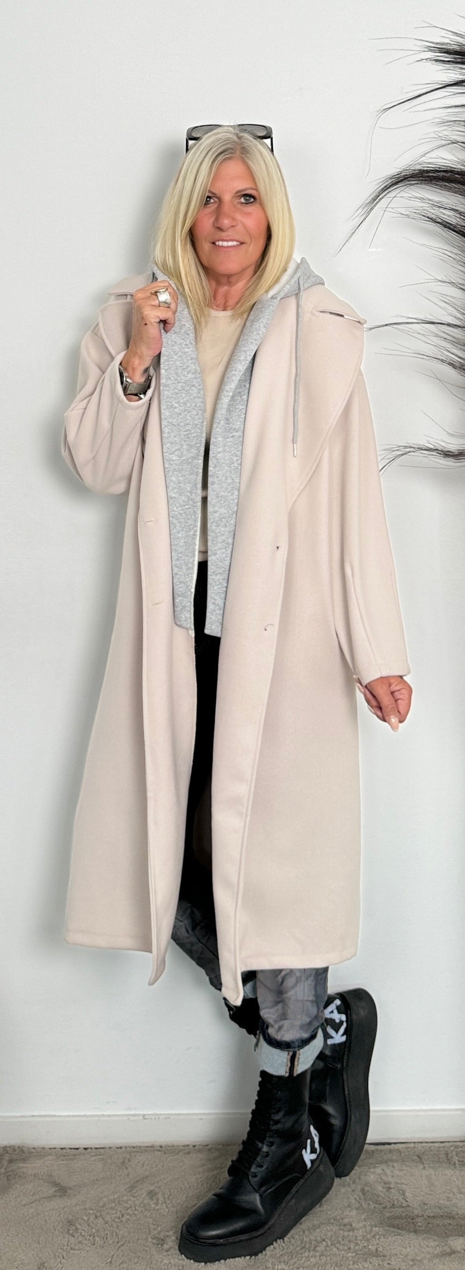 Coat with sweatshirt insert "Kim" - beige