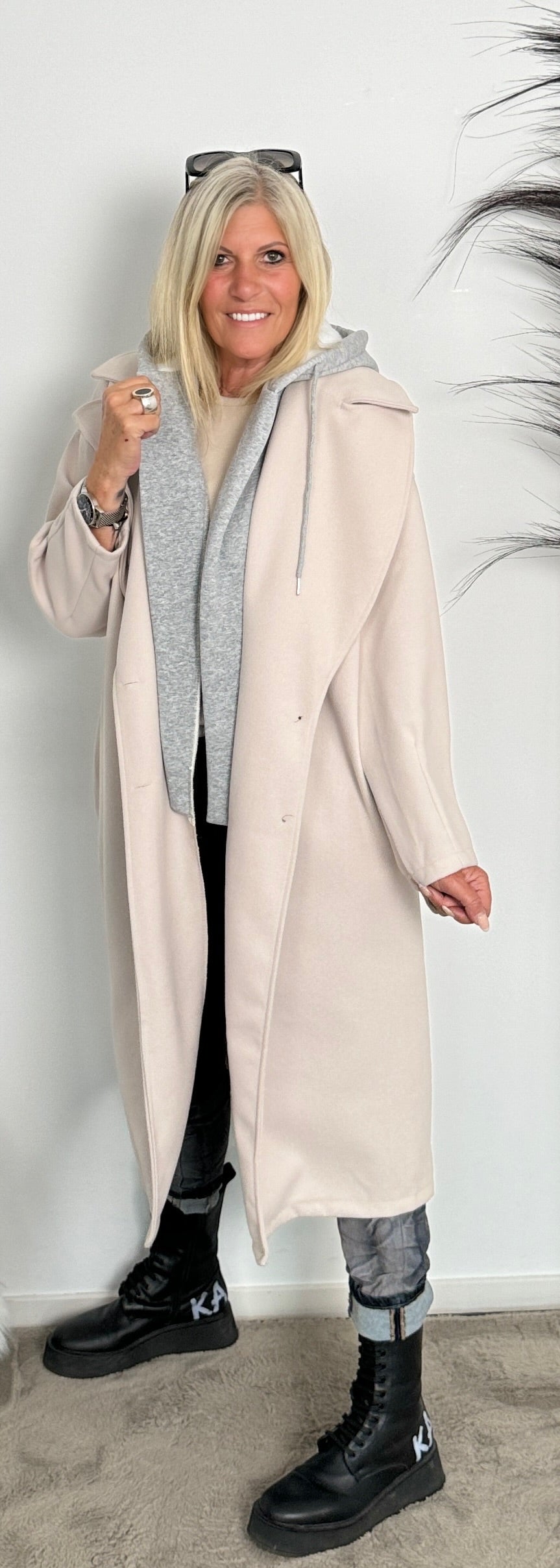 Coat with sweatshirt insert "Kim" - beige