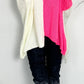 Oversized Poncho Pullover "Nicoletta" - neonpink-weiss