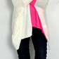 Oversized Poncho Pullover "Nicoletta" - neonpink-weiss