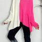 Oversized Poncho Pullover "Nicoletta" - neonpink-weiss