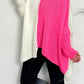 Oversized Poncho Pullover "Nicoletta" - neonpink-weiss