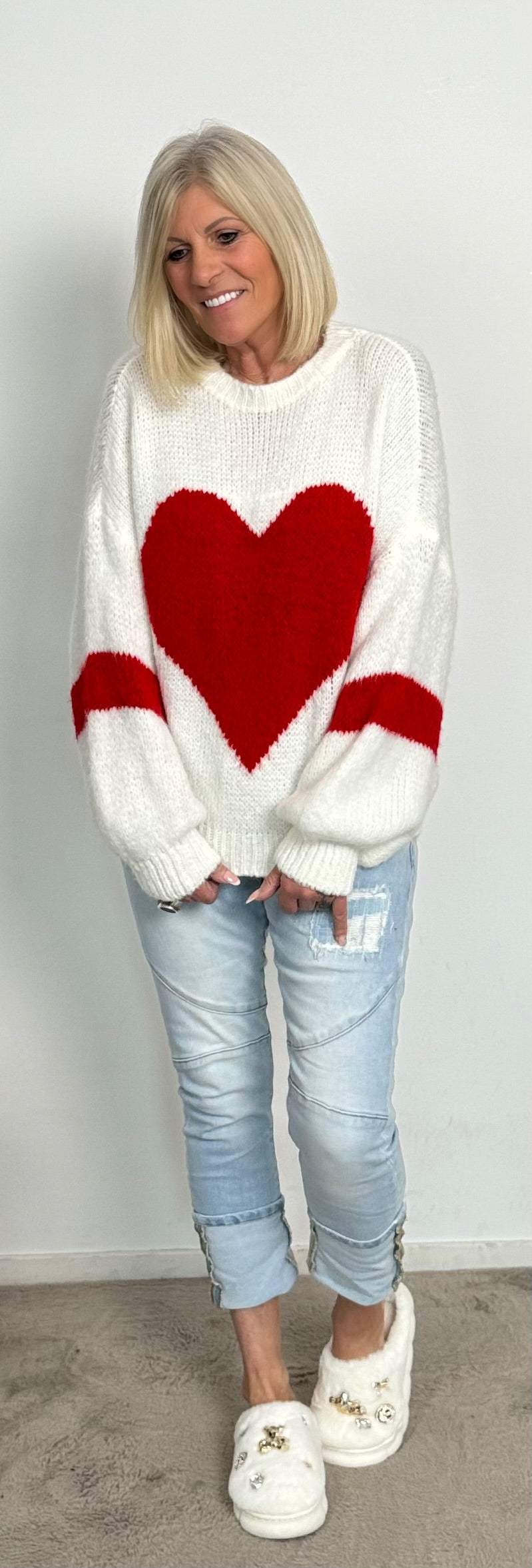 Sweater "Herzilein" - white-red