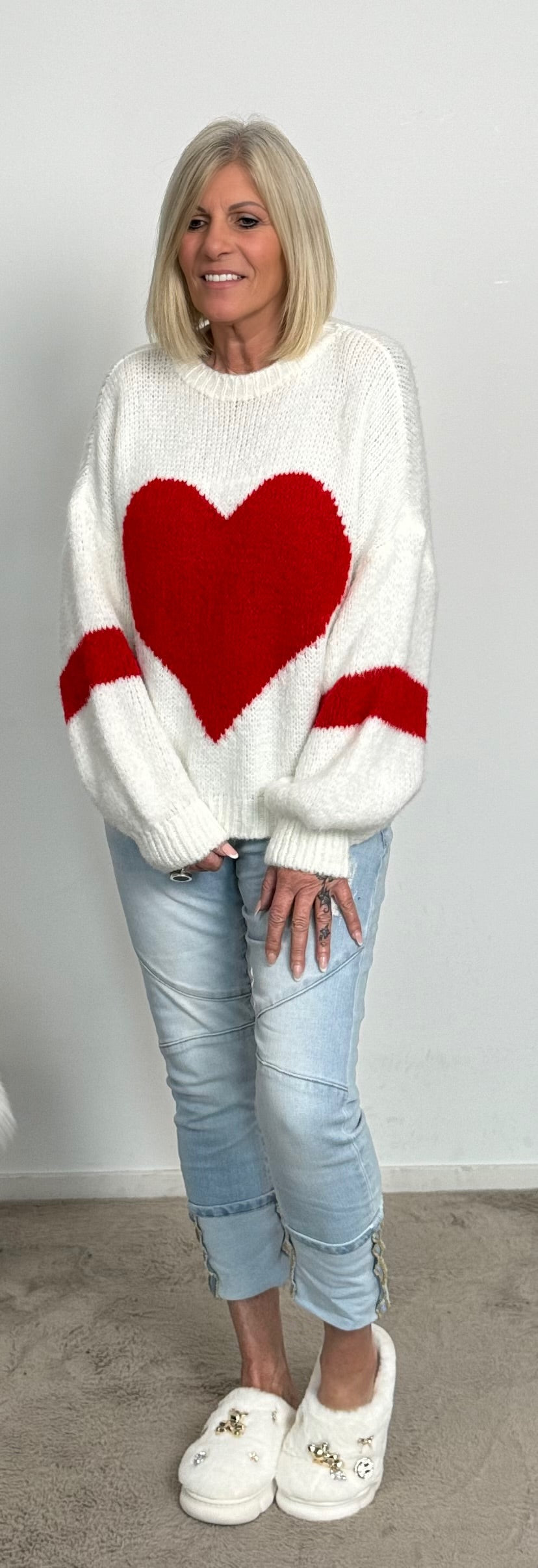 Sweater "Herzilein" - white-red