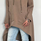 Long Hoodie "Pailletten Skull" - taupe