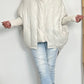 Oversized jacket with knitted sleeves "Lindsay" - beige