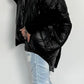 Oversized jacket with knitted sleeves "Lindsay" - black