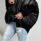 Oversized jacket with knitted sleeves "Lindsay" - black