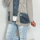 Cardigan with denim elements "Cleo" - grey-denim