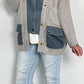 Strickjacke mit Jeanselementen "Cleo" - grau-denim