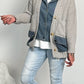 Strickjacke mit Jeanselementen "Cleo" - grau-denim