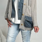 Strickjacke mit Jeanselementen "Cleo" - grau-denim