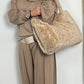 fur bag "London" - beige-leo