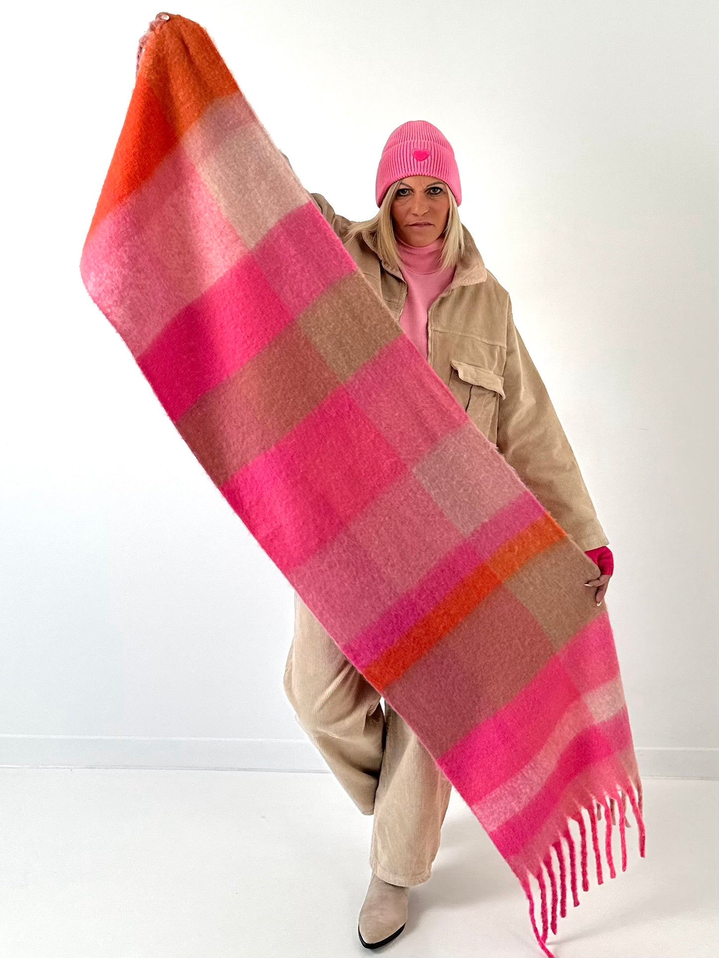 XXL sjaal model "Color Flow" - roze-veelkleurig