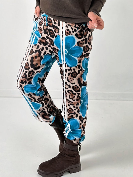 Pants model "Wild Blossom" - turquoise-multicolored