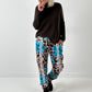 Pants model "Wild Blossom" - turquoise-multicolored